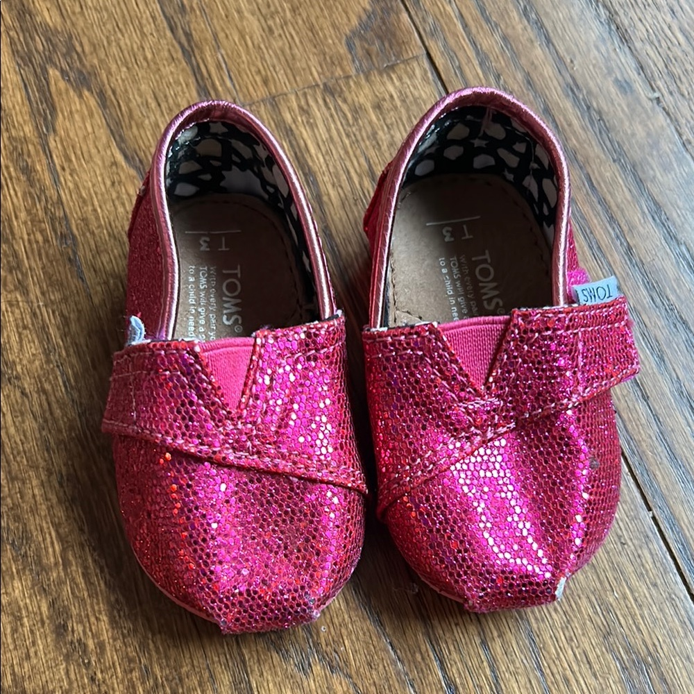 TOMS Kids Pink Glitter Shoes